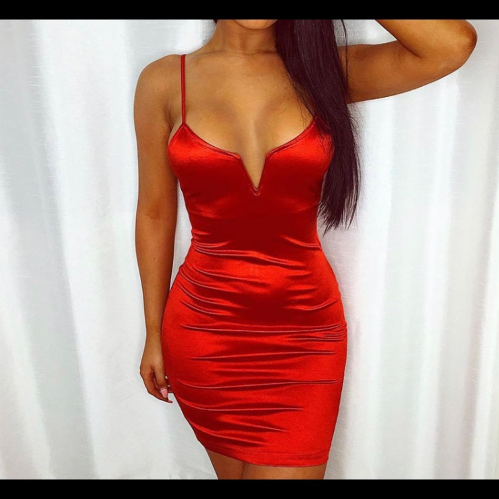 Red Thin strap Bodycon Dress